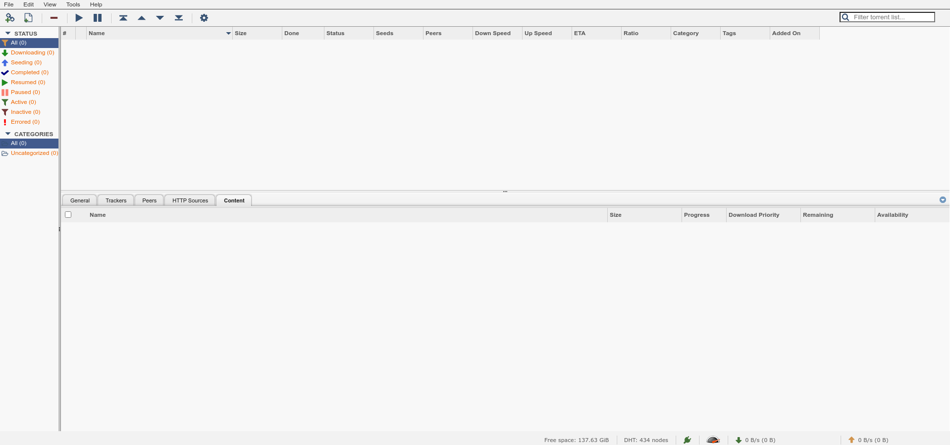 Pantalla principal de qBittorrent